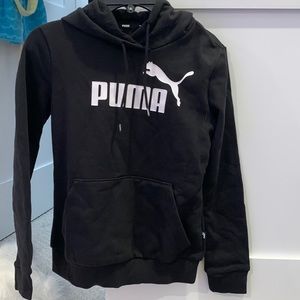 PUMA: Black Logo Hoodie